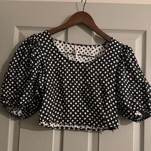 Polka Dot Puff Sleeve Top